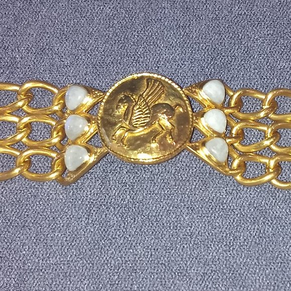 Julie Vos chain medallion bracelet with white stones, NWT - Picture 2 of 5